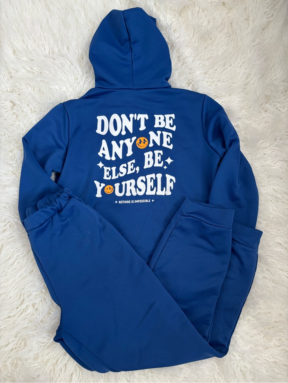 Kids Blue Hoodie & Jogger Set - "Don't Be Anyone Else, Be Yourself" size 11/12